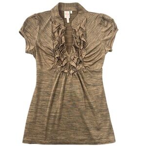 Elegant Brown Ruffle Mini Dress